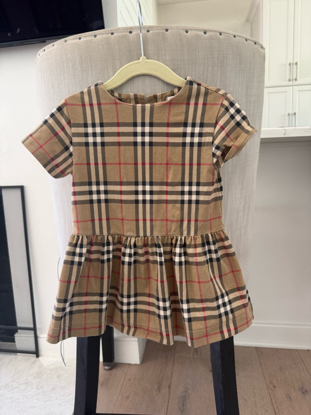 Burberry Tan Plaid Short Sleeve Dress